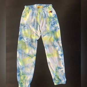 AVIATOR NATION HAND DYED SWEATPANTS—TYE DYE YELLOW